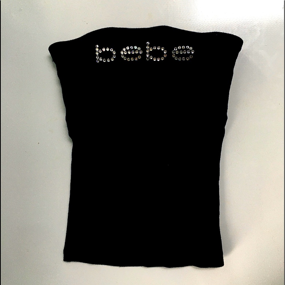 Y2K Bebe tube top with rhinestone logo